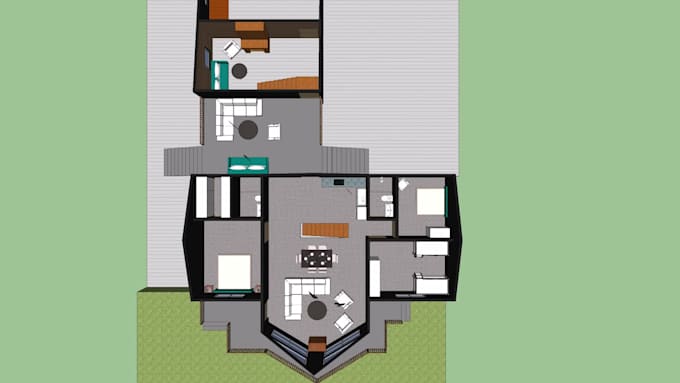 make a detailed 3d interior in sketchup