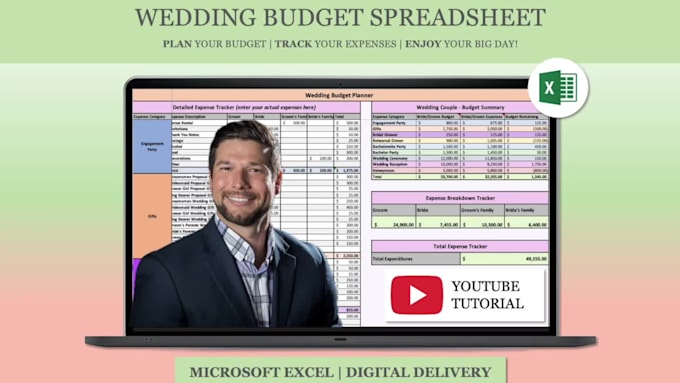 send a wedding budget expense planner excel spreadsheet