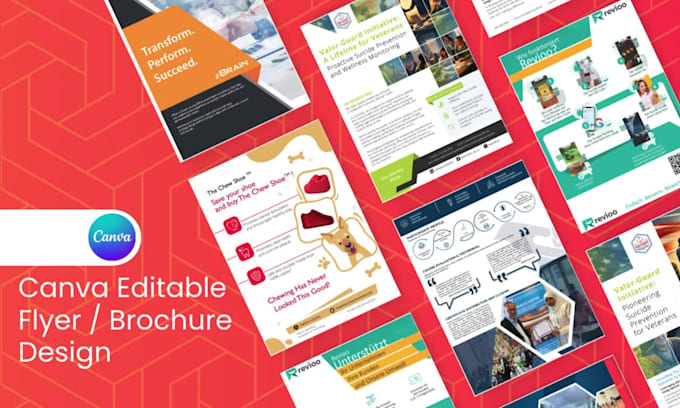 do editable canva brochure, canva flyer, canva trifold design