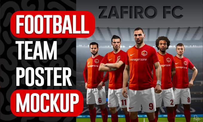 design a professional football team roster poster mockup