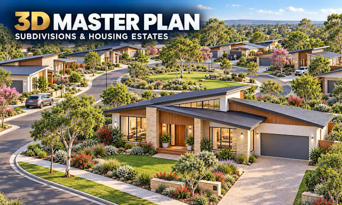 render 3d master plans, subdivisions and housing estate developments