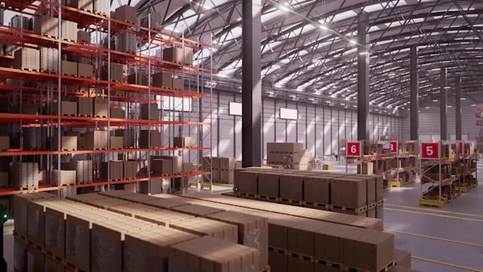 create 3d industrial robotic and conveyor animation in blender