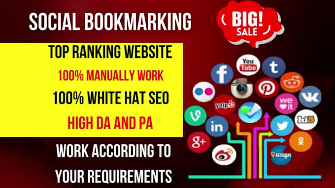 create high da pa social bookmarking SEO backlinks manually