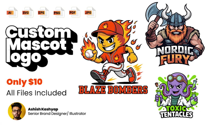 do 3 unique cartoon and mascot logo in 1 day