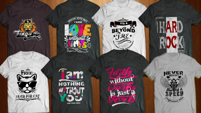 do bulk t shirt design with typography style in 5 hours
