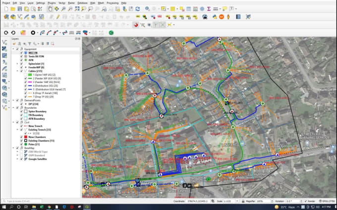 Plan gpon ftth fibre plan using qgis, google earth pro by Atifkhan888 ...