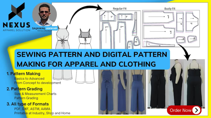 Professional sewing pattern design, digital pattern making for fashion ...