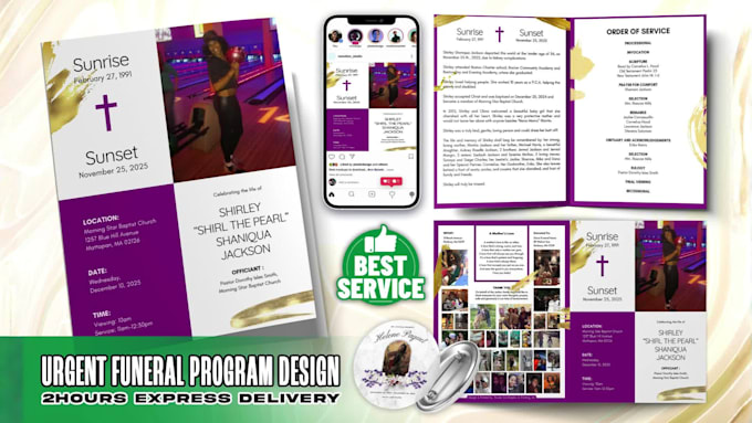 design urgent funeral obituary memorial program booklet 2hrs