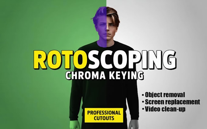 do professional rotoscoping, green screen keying and video background removal