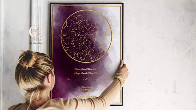 design a unique custom star map poster for etsy and other