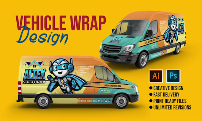 do vehicle wrap, car wrap, truck wrap, or van wrap design