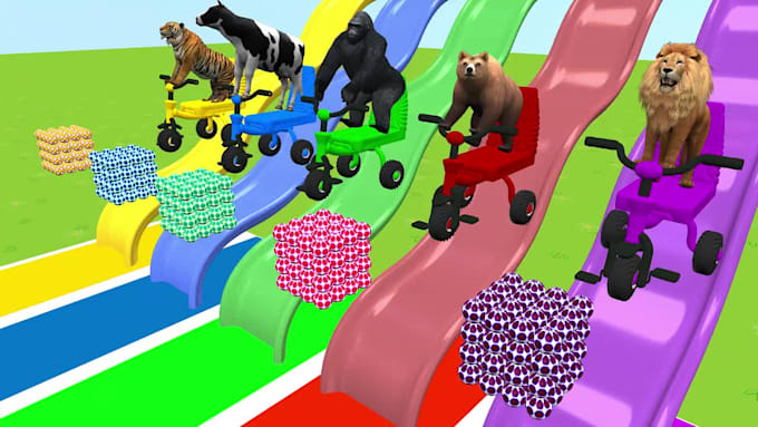 create 4 to 6 minutes tip top 3d animal animation video for kids