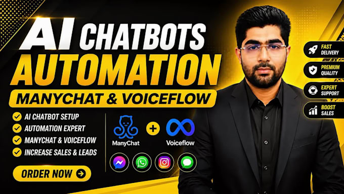 automate instagram, facebook, and whatsapp with manychat or voiceflow chatbots