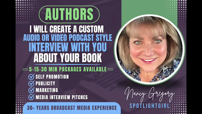 create an author focused podcast interview with you about your book media ready