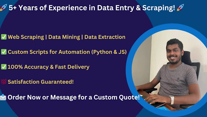 do data entry ,data mining, web scraping and data extraction