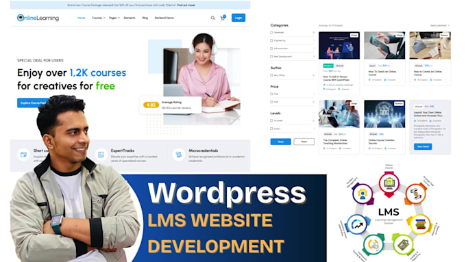 build wordpress elearning lms website or course selling website