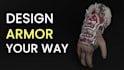 create high quality 3d metal armor design with realistic damages