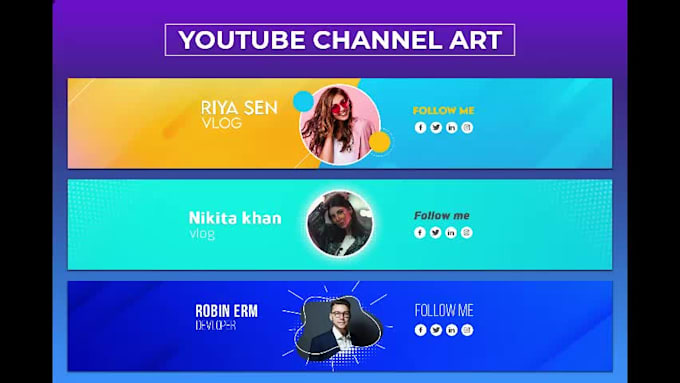 design youtube banner or channel art
