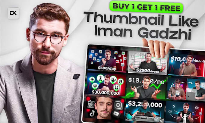 make thumbnail like iman gadzhi in 1 day