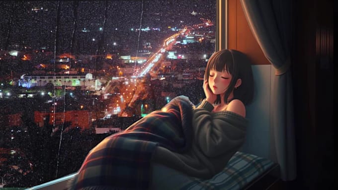 create loopable rain video for relaxation and study ambience