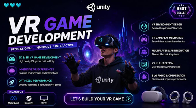build custom VR games and simulations using unity
