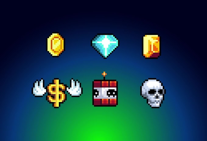 create pixel art items, assets and sprites for video games