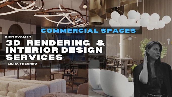 3d interior design renderings for restaurant, hotel, office, cafe, bar