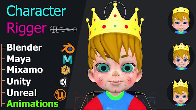 customize advanced rig compatible with mixamo rig will be face and specific part