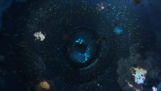 make cinematic galaxy eye logo reveal intro