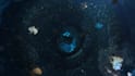 make cinematic galaxy eye logo reveal intro