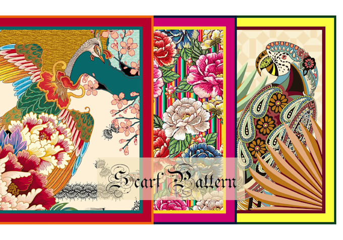 create silk scarves shawl pattern design for textile and prints