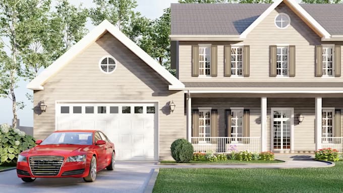 do realistic house exterior visualization and rendering