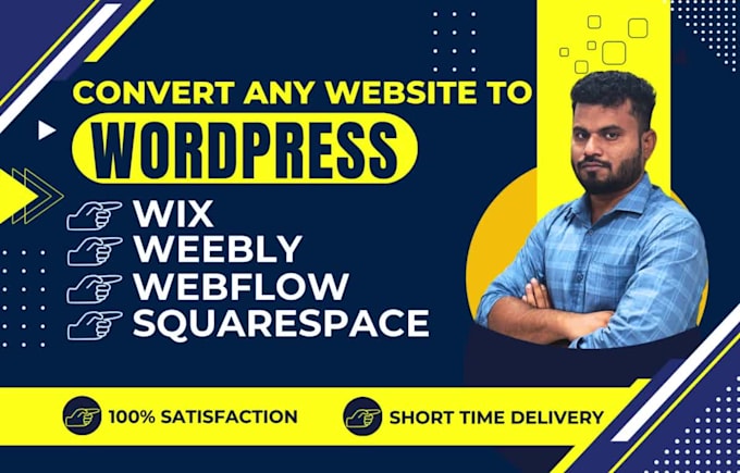 convert clone wix, squarespace, weebly, webflow to wordpress