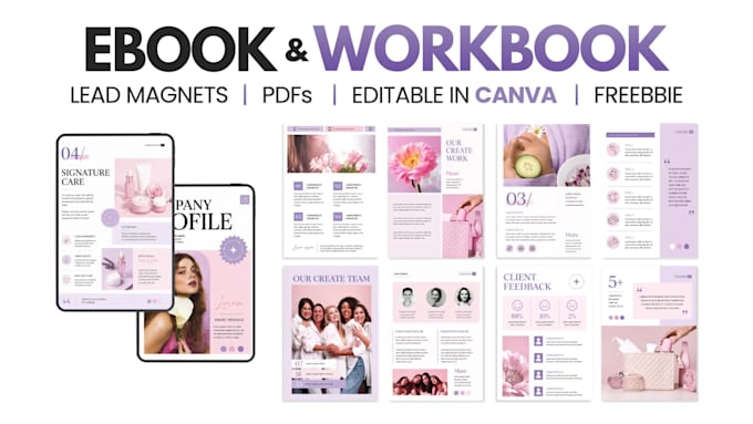 design workbook, ebook, PDF, lead magnet and editable canva template