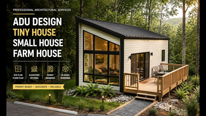 design architectural site plan, tiny house, adu, and small house plans
