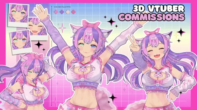 create 3d character models for vtuber, vrchat, 3d rigging and in anime my style