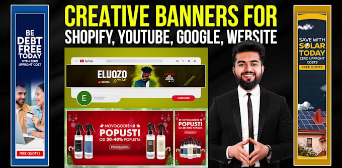 design banners for shopify, youtube, google, and website