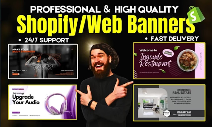 design professional shopify banner, hero image, web banner