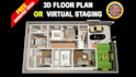 realistic 3d floor plan, house plan, exterior, interior