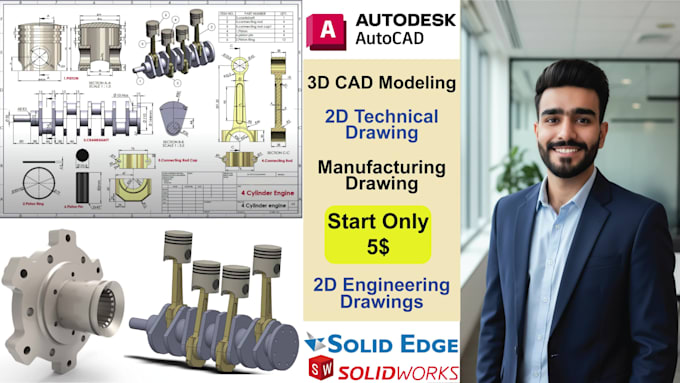 create 2d technical and manufacturing drawings for mechanical engineering