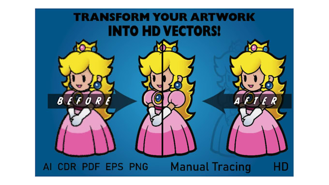 manually tracing artwork into a high definition vector illustration