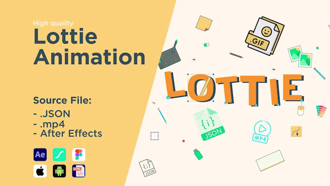 create custom lottie, json, UI, web animations