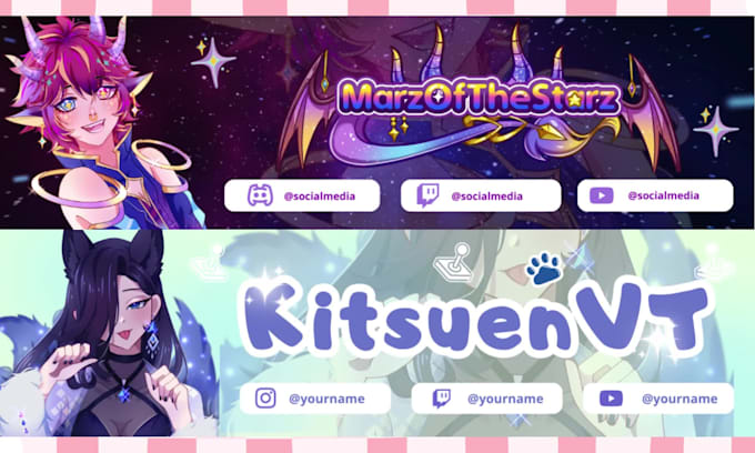 design custom youtube, twitch, and discord banner for your stream