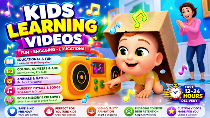 make 3d kids animation, viral educational kids learning videos for youtube kids