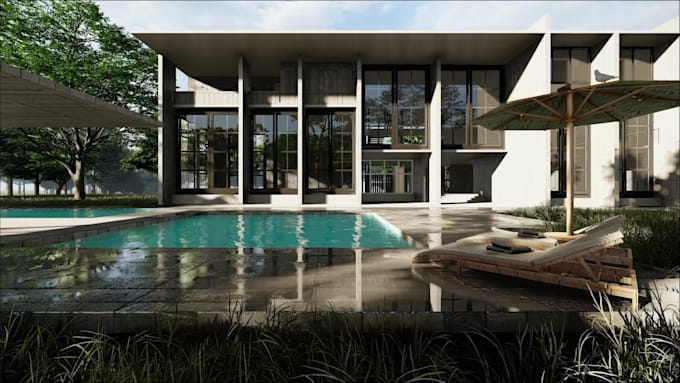 do backyard landscape design, commercial exterior   and real estate rendering