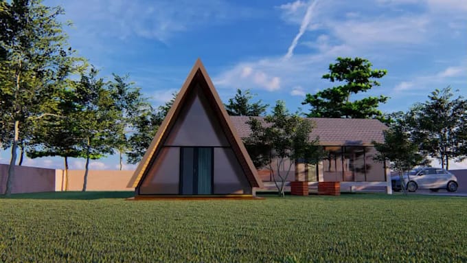 design tiny,small houses,cottage,cabana home 3d rendering