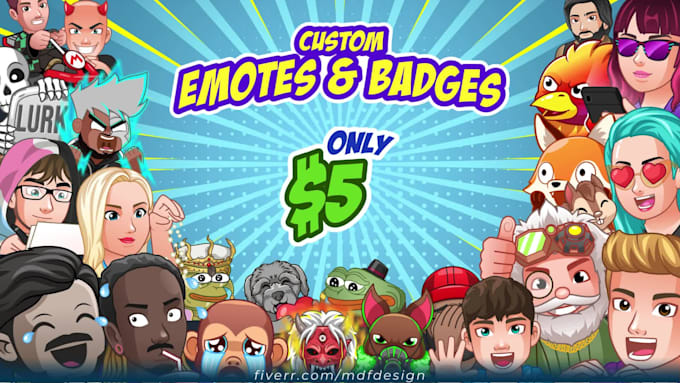 create cool custom kick, twitch, youtube emotes or sub badges