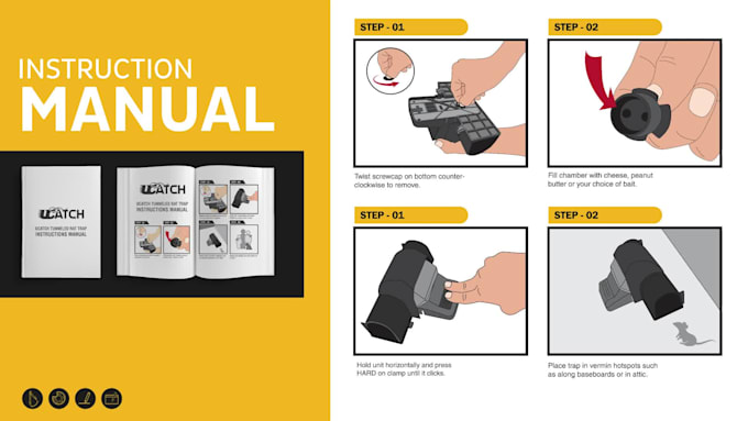 design an instruction manual, user guide or illustrated steps