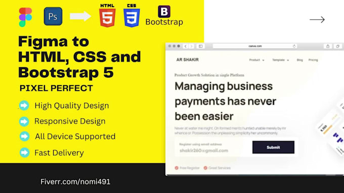 Convert figma, psd, sketch to html css bootstrap 5 in 24 hours by ...