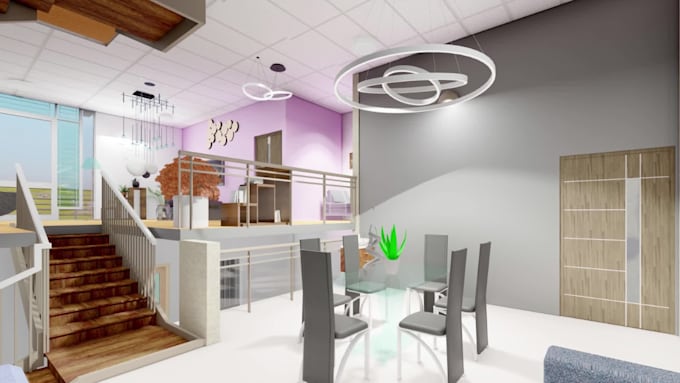 do 3d model and render your bedroom, bathroom, kitchen,
